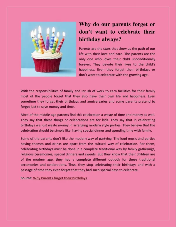 Why Parents forget their birthdays