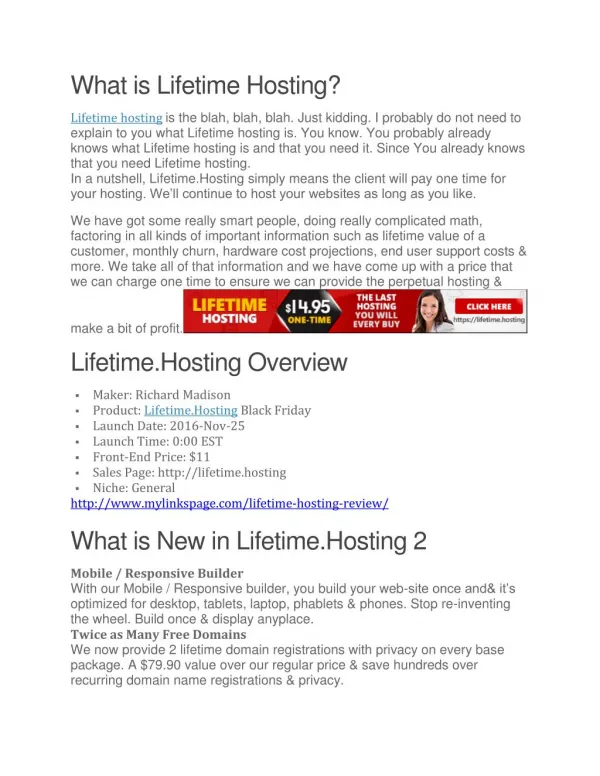 Lifetime Hosting download