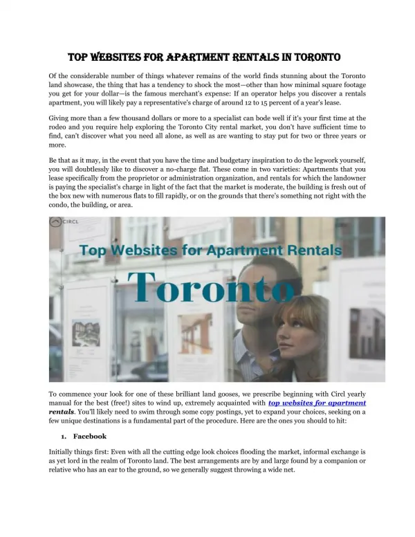 Top Websites for Apartment Rentals in Toronto