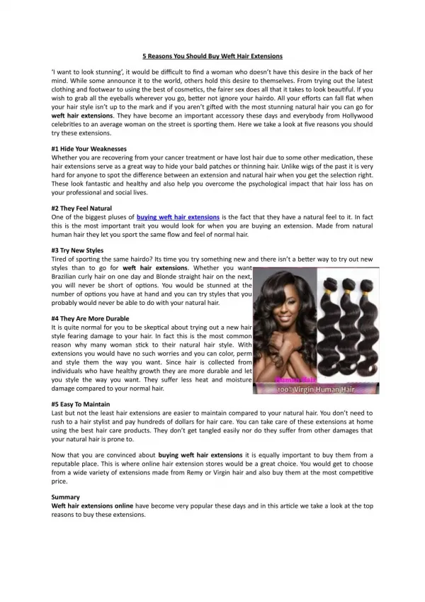 5 Reasons You Should Buy Weft Hair Extensions Online