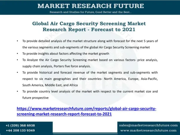 Air Cargo Security Screening Market Research Report - Forecast to 2021