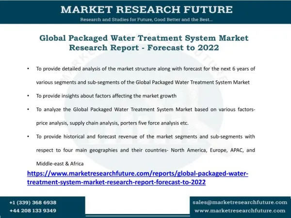 Packaged Water Treatment System Market Research Report - Forecast to 2022