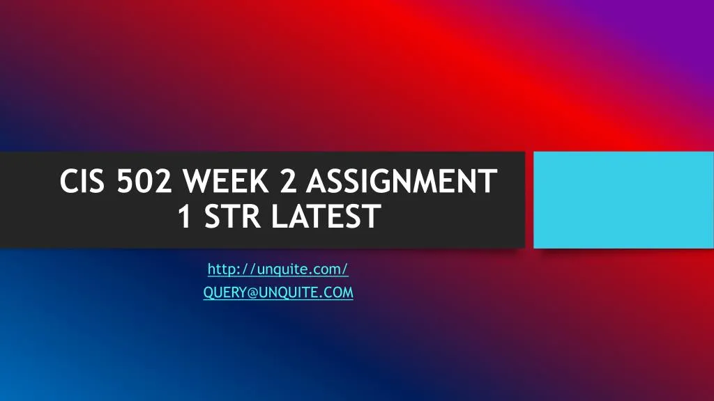 cis 502 week 2 assignment 1 str latest