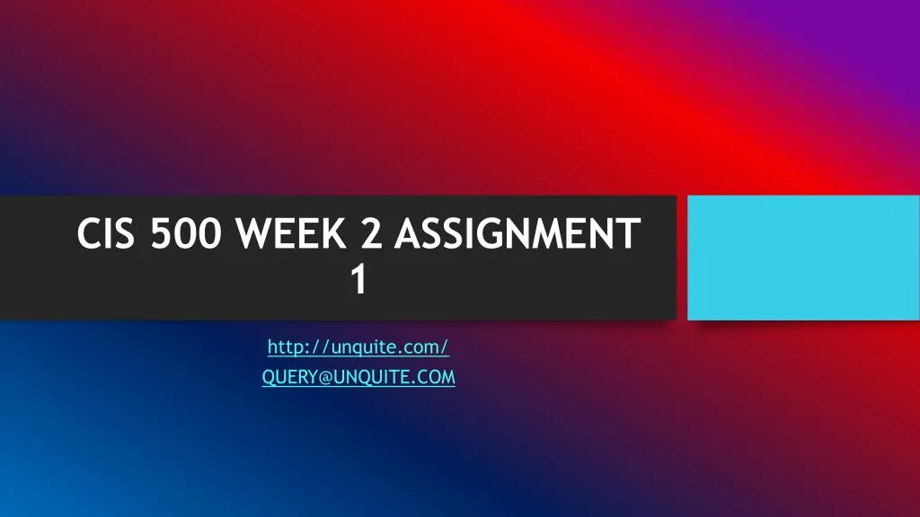 cis 500 week 2 assignment 1