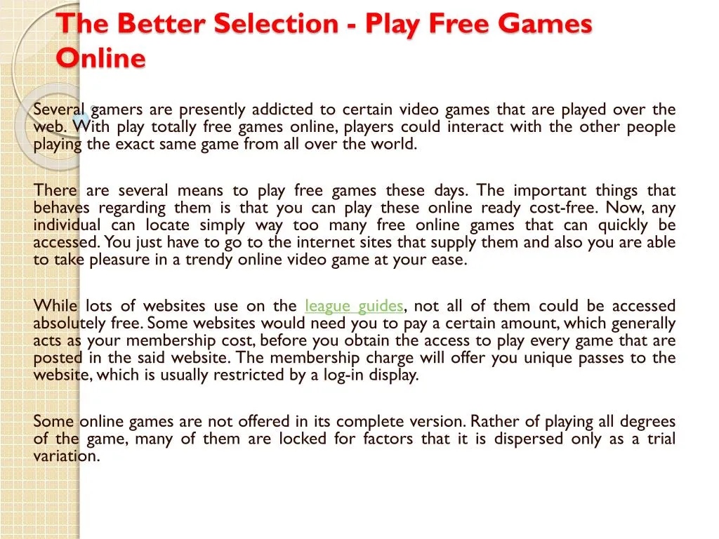 the better selection play free games online