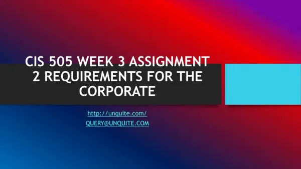 cis 505 week 3 assignment 2 requirements for the corporate