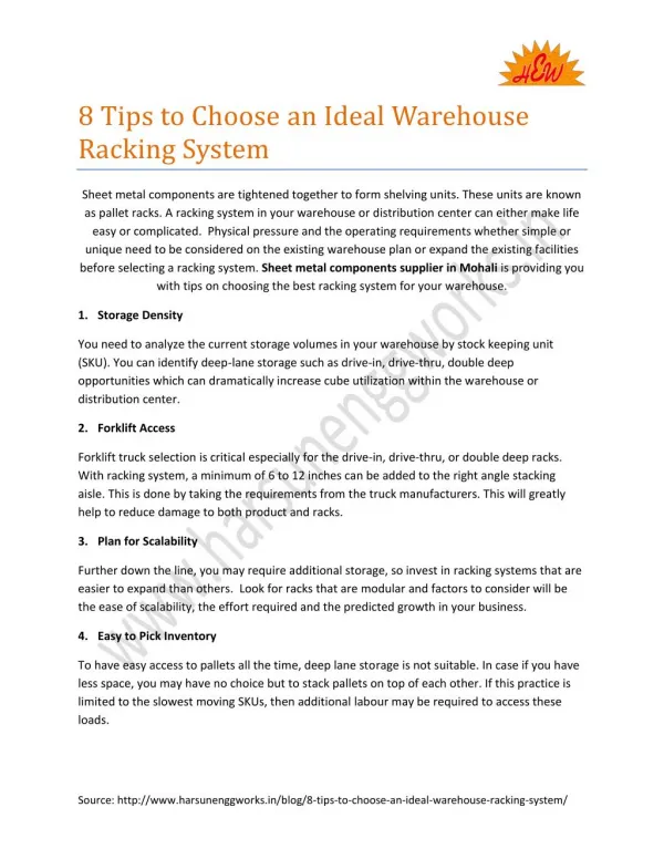 8 Tips to Choose an Ideal Warehouse Racking System