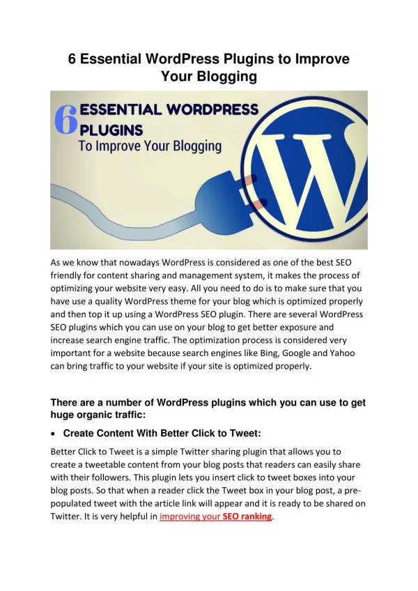 6 Essential WordPress Plugins to Improve Your Blogging