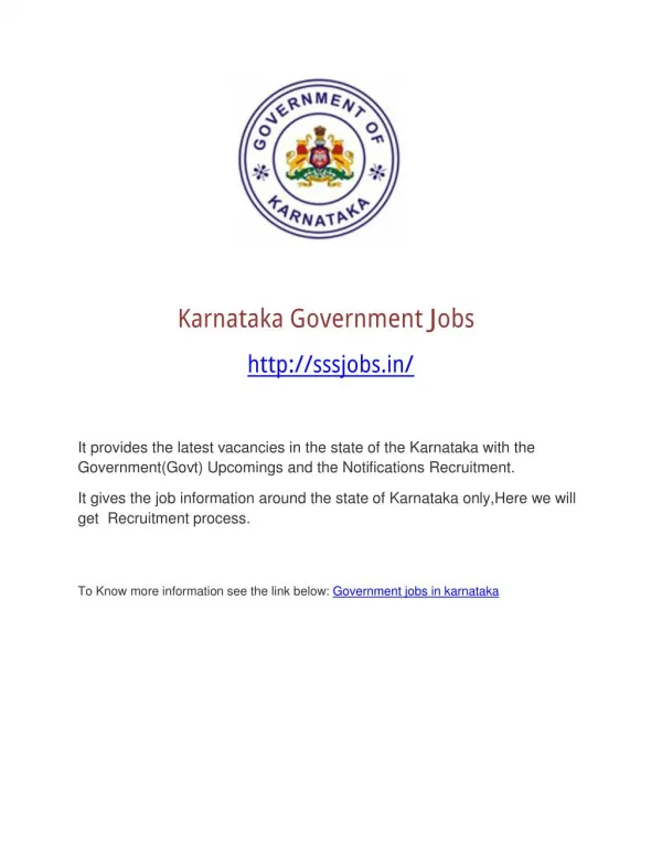 Karnataka govt jobs