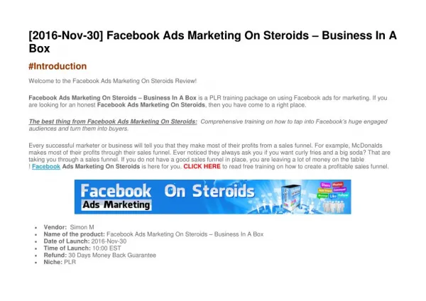 Facebook Ads Marketing On Steroids