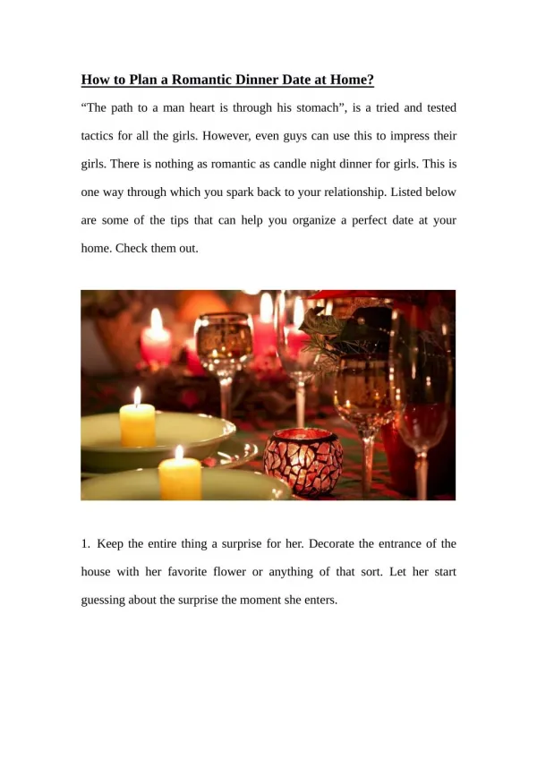 How to Plan a Romantic Dinner Date at Home?