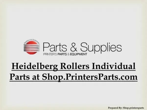 Heidelberg Rollers Individual Parts at Shop.PrintersParts.com