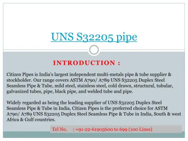 UNS S32205 pipe