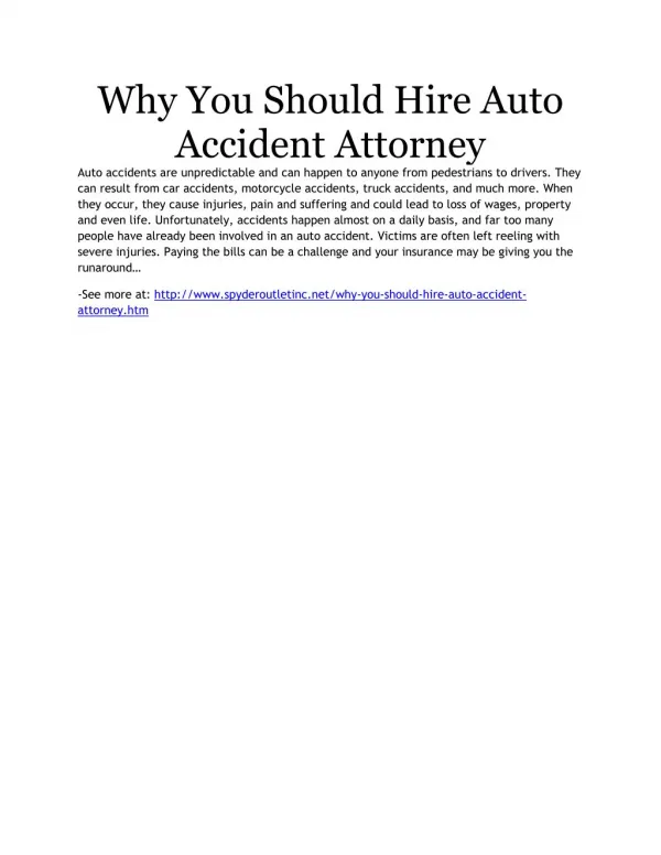 Why You Should Hire Auto Accident Attorney
