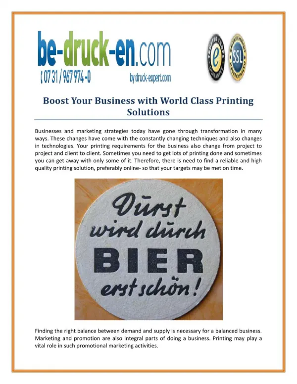 Boost Your Business with World Class Printing Solutions