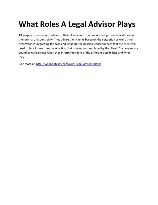 What Roles A Legal Advisor Plays
