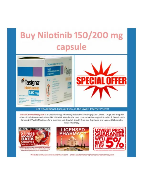 Generic Nilotinib Tasigna | Nilotinib 150 mg