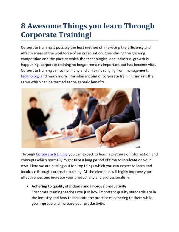 8 Awesome Things you learn Through Corporate Training!