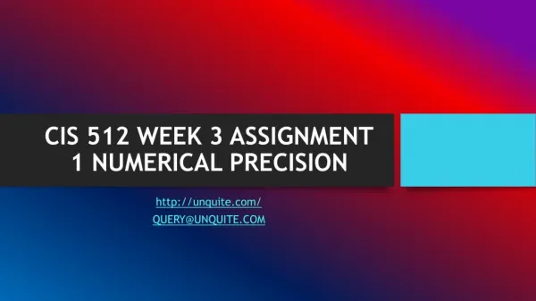 cis 512 week 3 assignment 1 numerical precision