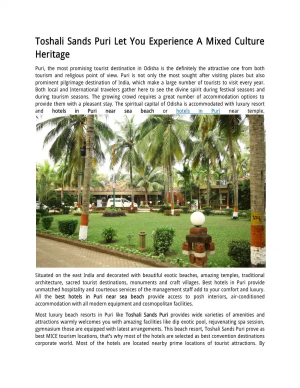 Toshali Sands Puri Let You Experience A Mixed Culture Heritage