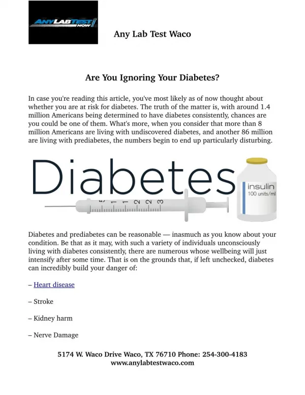 Are You Ignoring Your Diabetes?
