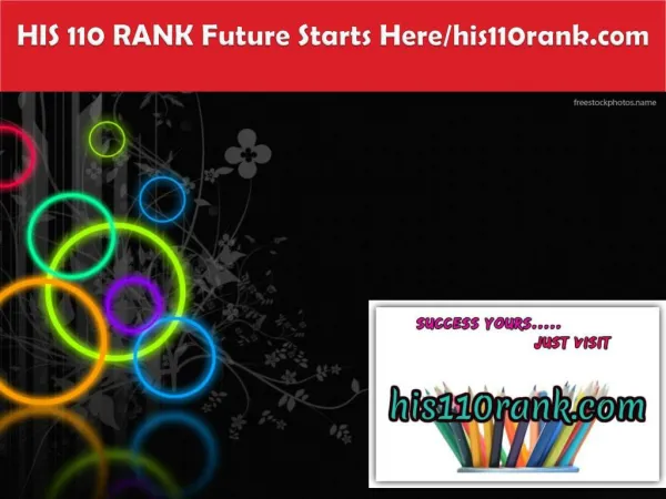 HIS 110 RANK Future Starts Here/his110rank.com