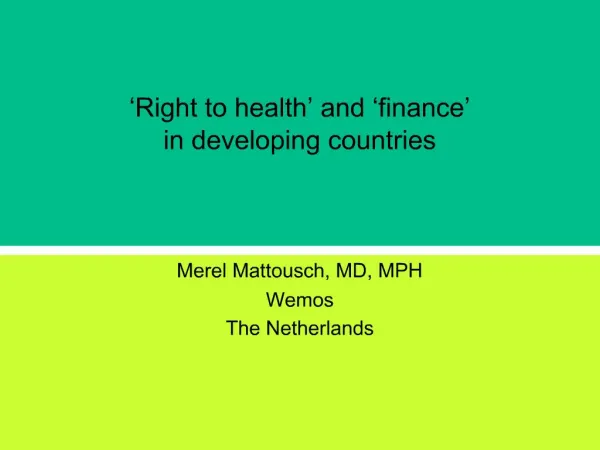 Right to health and finance in developing countries