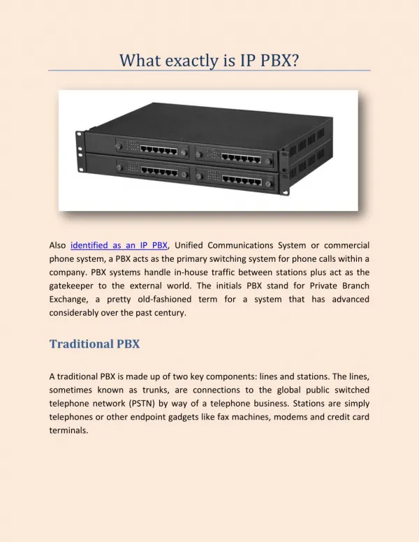 What exactly is IP PBX?