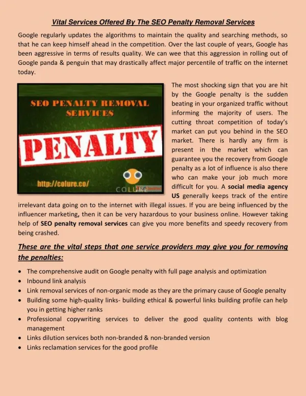 Vital Services Offered By The SEO Penalty Removal Services
