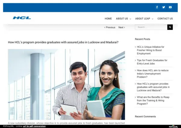How HCL’s program provides graduates with assured jobs in Lucknow and Madurai