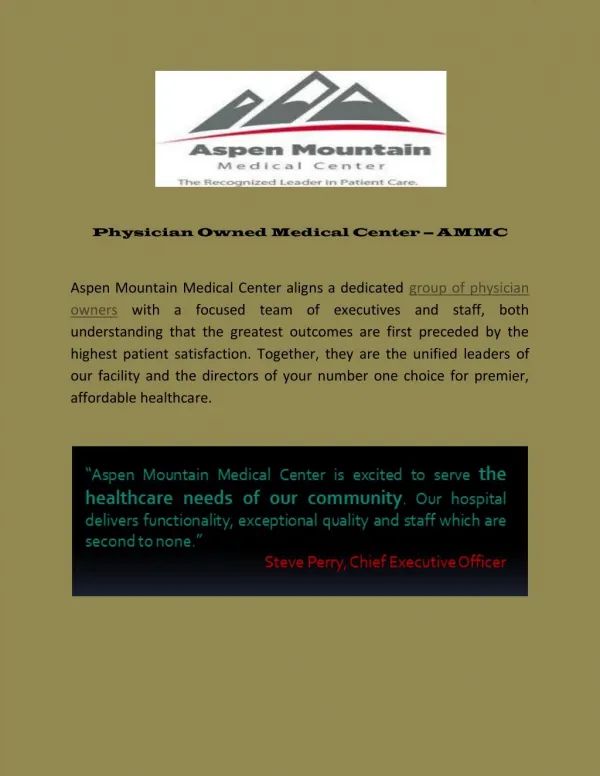 Physician Owned Medical Center - AMMC