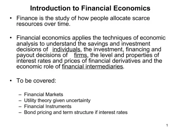 Introduction to Financial Economics