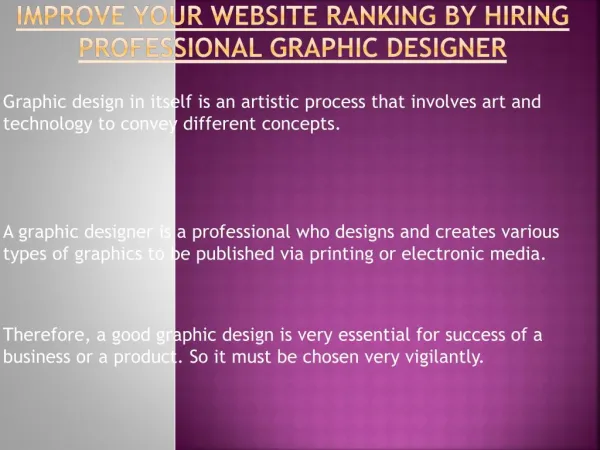 Professional Graphic Designer Helps To Improve Your Website Ranking