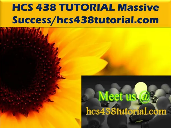 HCS 438 TUTORIAL Massive Success/hcs438tutorial.com