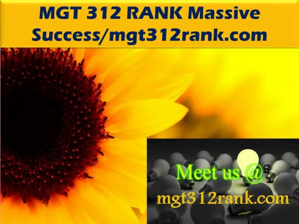 MGT 312 RANK Massive Success/mgt312rank.com