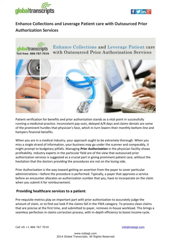 Enhance Collections and Leverage Patient care with Outsourced Prior Authorization