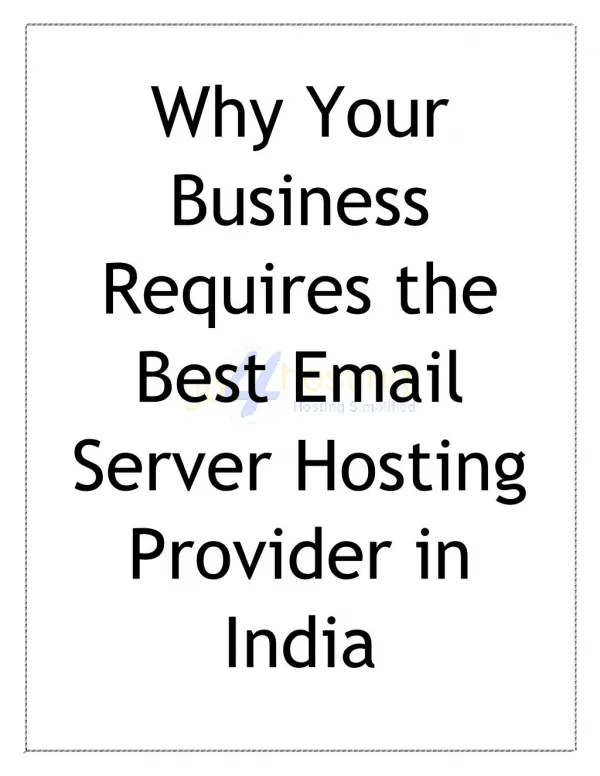 Why Your Business Requires the Best Email Server Hosting Provider in India