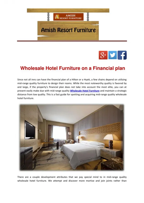 Wholesale Hotel Furniture on a Financial plan