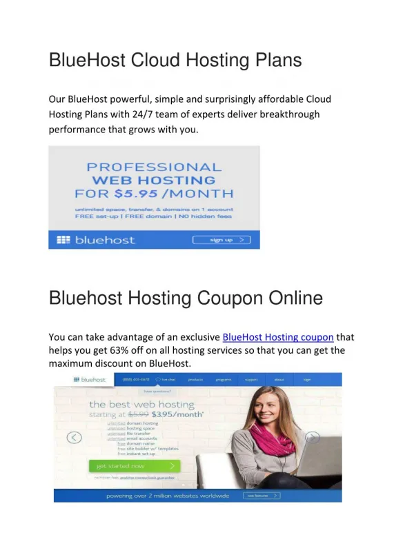 BlueHost Cloud Hosting Plans