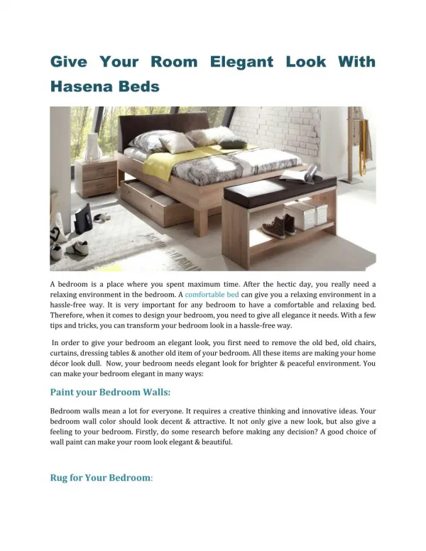Give Your Room Elegant Look with Hasena Beds