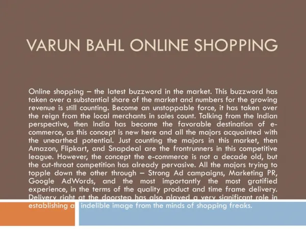 Varun Bahl Online Shopping