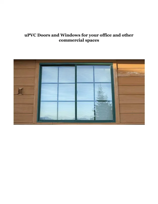 uPVC Doors and Windows for your office and other commercial spaces