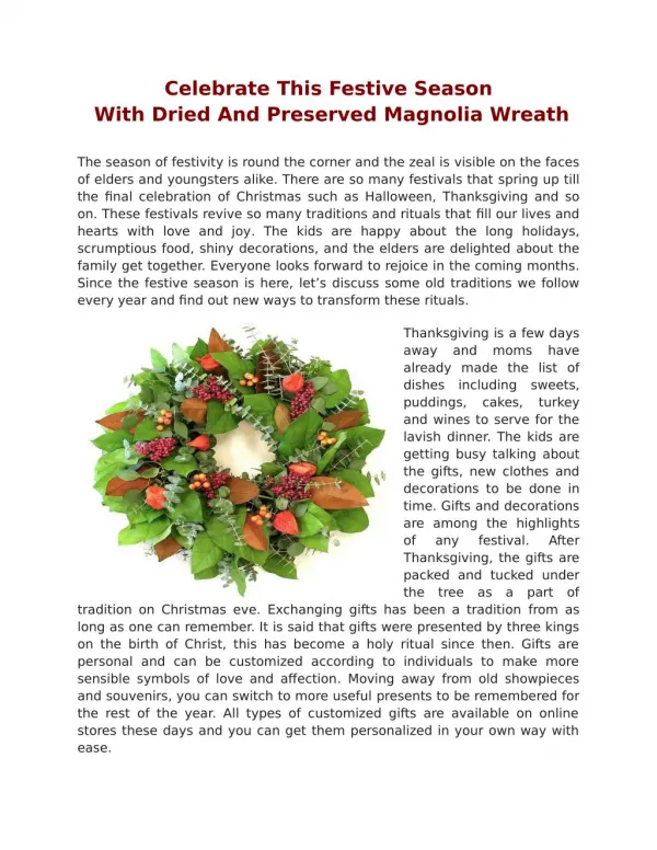Celebrate This Festive Season With Dried And Preserved Magnolia Wreath