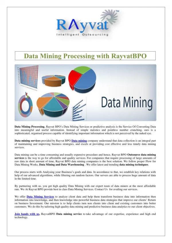 Data Mining Processing with Rayvat