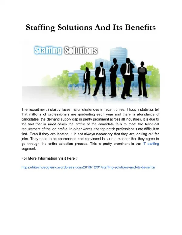 Staffing Solutions And Its Benefits