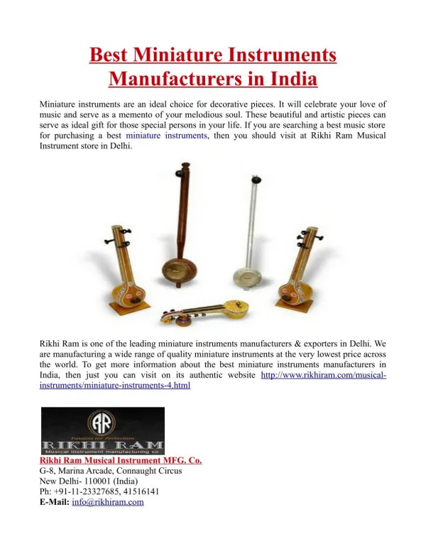 Best Miniature Instruments Manufacturers in India