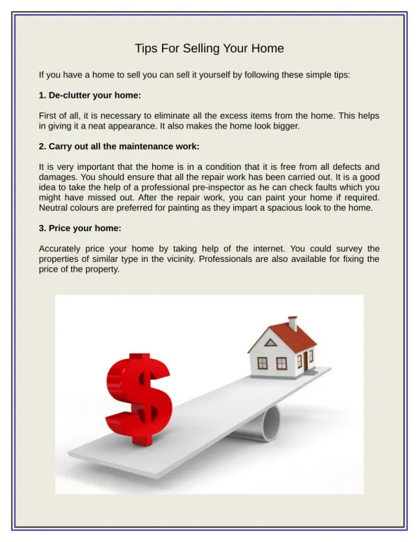 Tips for Selling a Home Online
