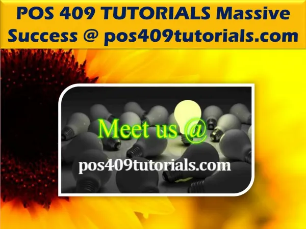 POS 409 TUTORIALS Massive Success @ pos409tutorials.com