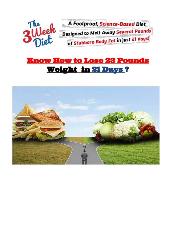 Loss the Weight - 23 Pounds in 21 Days! 100% Money back Guarantee