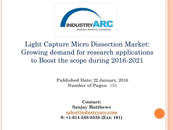 Light Capture Microdissection Market: High use of microbeam for R&D in healthcare industry | IndustryARC